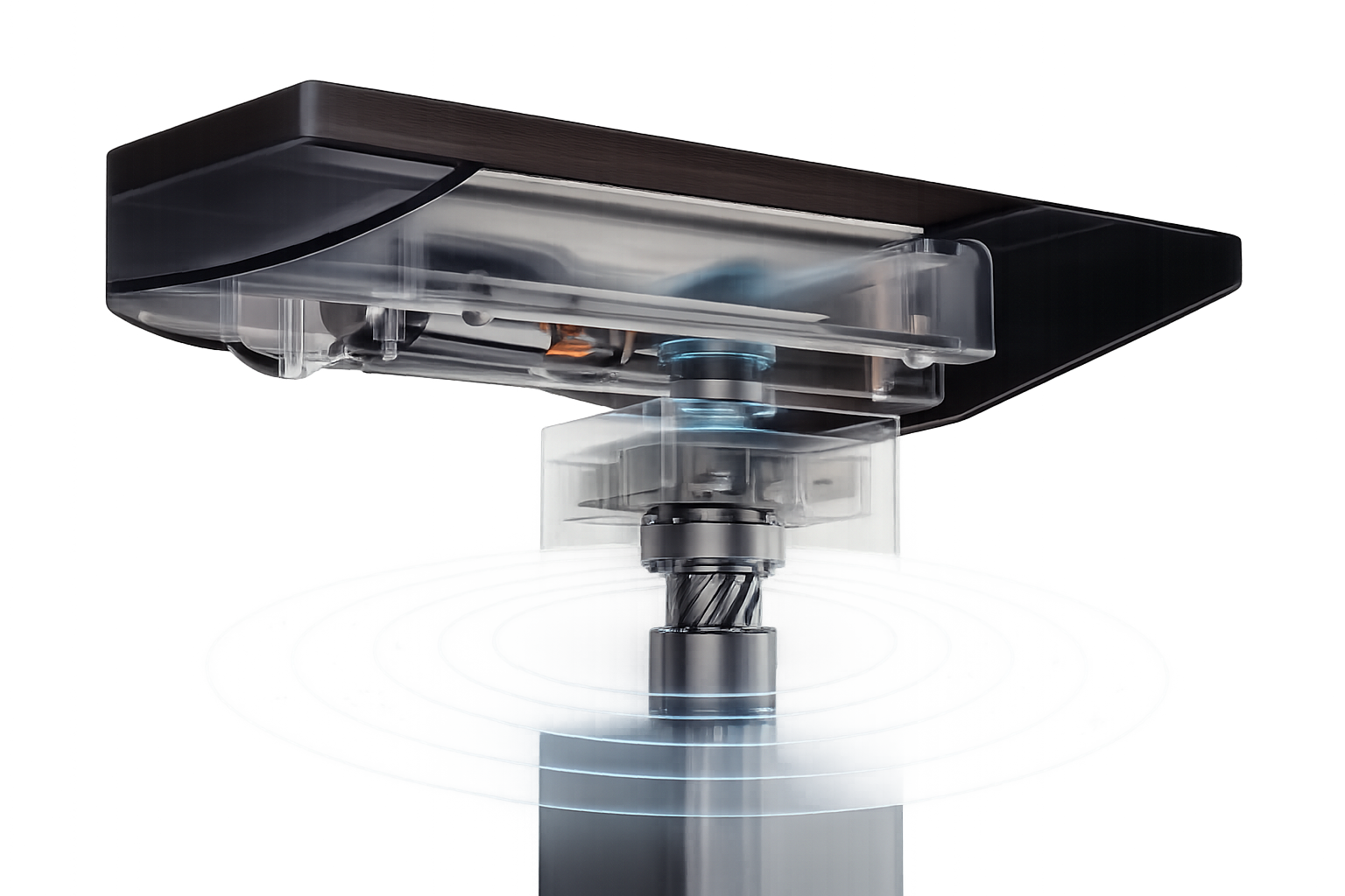 Cutaway of the whisper-quiet triple motor mechanism