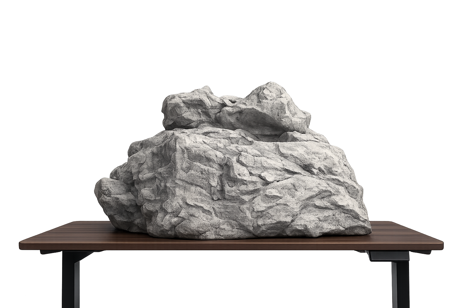 Boulder resting on the desk demonstrating 150 kg load capacity